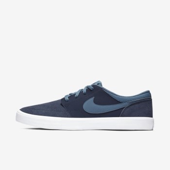 Nike SB Solarsoft Portmore II - Férfi Deszkás Cipő - Obszidián/Fehér/Fehér